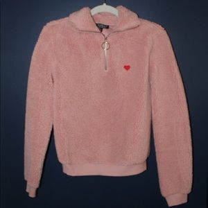 Borg Heart Zip Funnel Sweatshirt